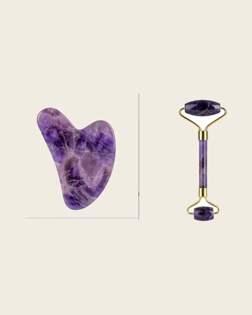 Ametisto gua sha ir veido volelis – Rinkinys: volelis + gua sha