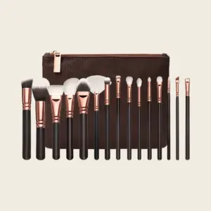 Makiažo šepetėlių rinkinys „Rose Gold“, 15 vnt. 3