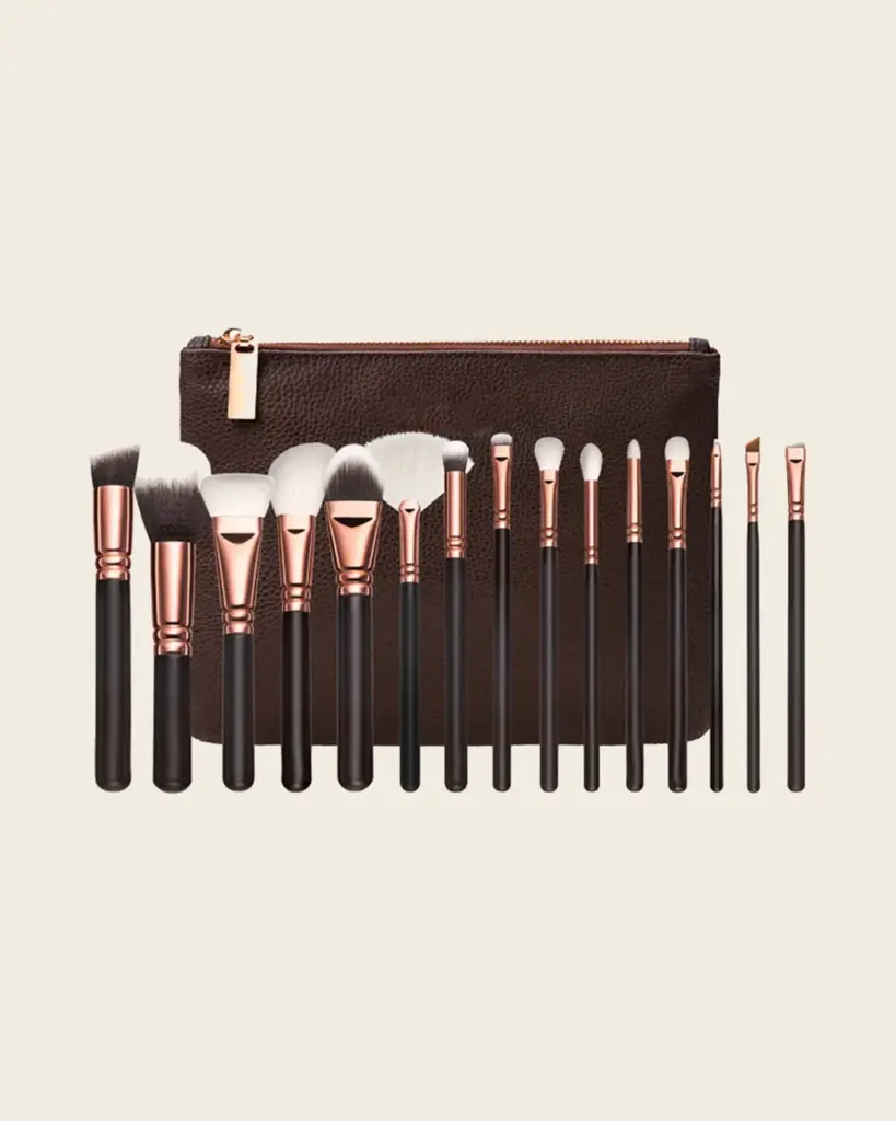 Makiažo šepetėlių rinkinys „Rose Gold“, 15 vnt. 3