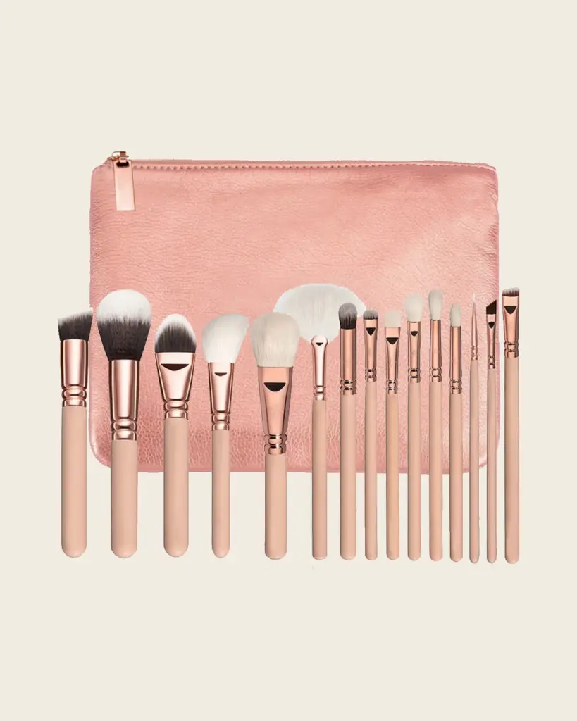 Makiažo šepetėlių rinkinys „Rose Gold“, 15 vnt. 4