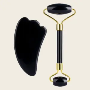 Obsidiano gua sha ir veido volelis – Rinkinys: volelis + gua sha